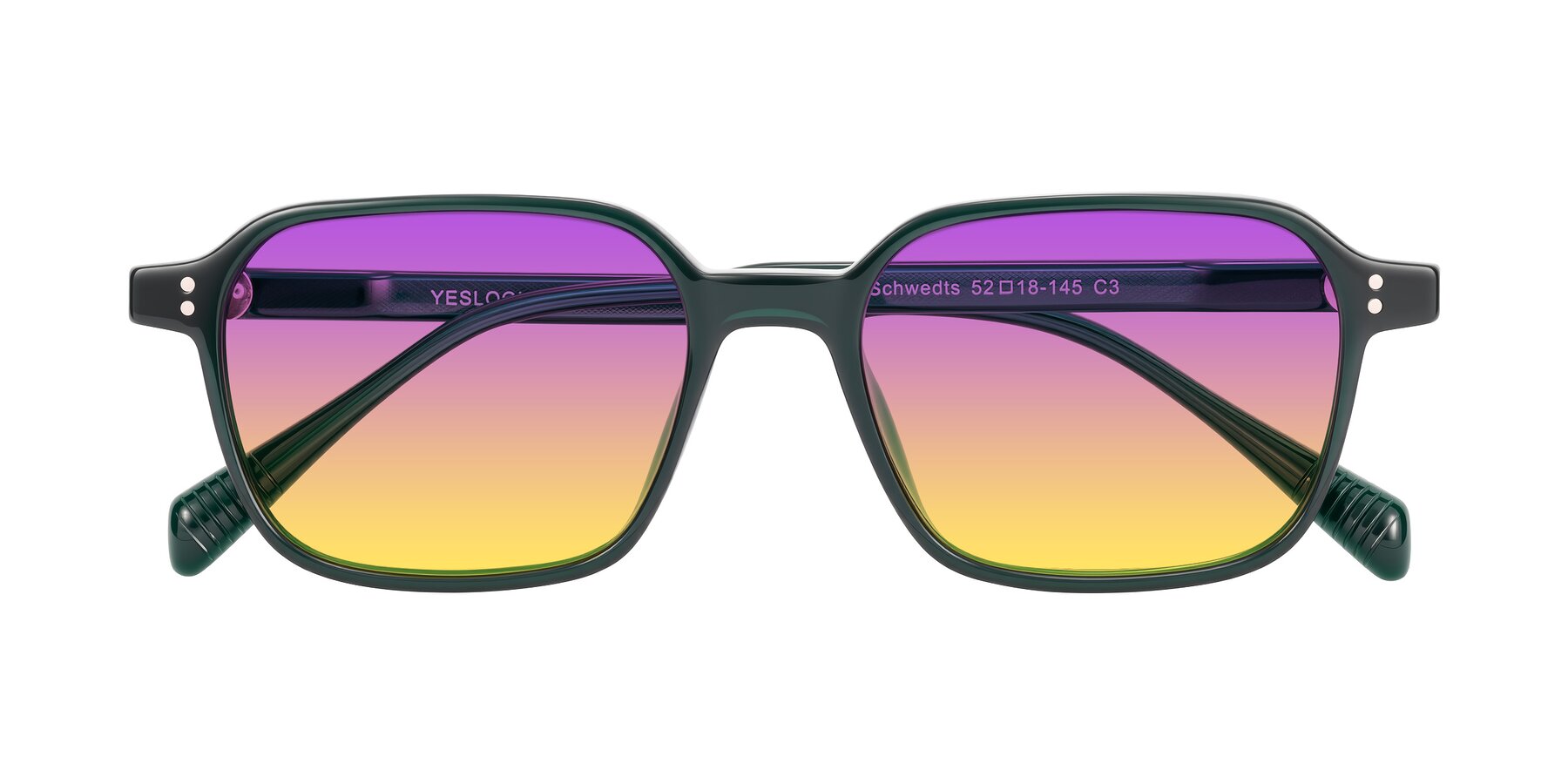 Folded Front of Schwedts in Emerald with Purple / Yellow Gradient Lenses
