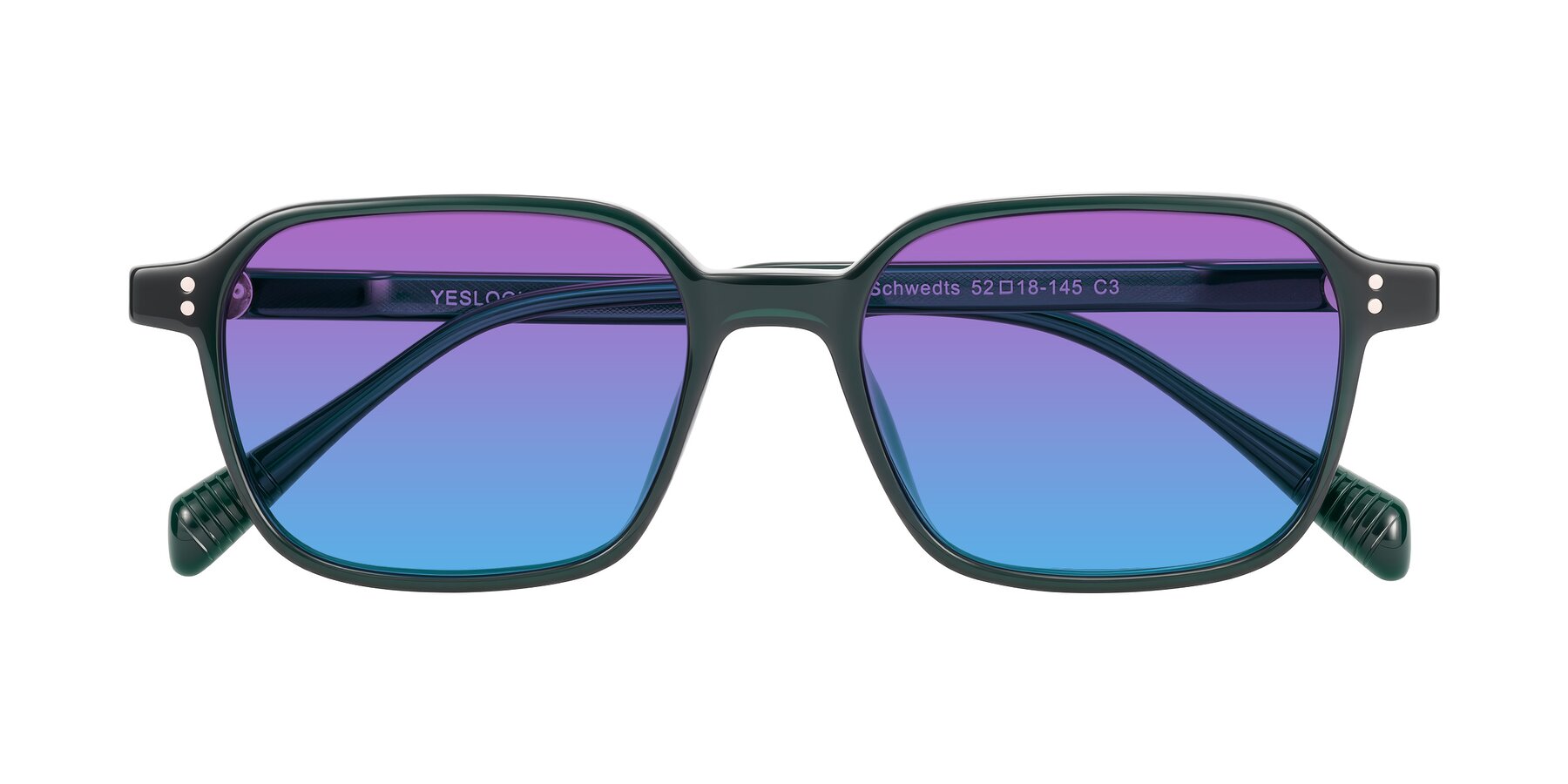 Folded Front of Schwedts in Emerald with Purple / Blue Gradient Lenses