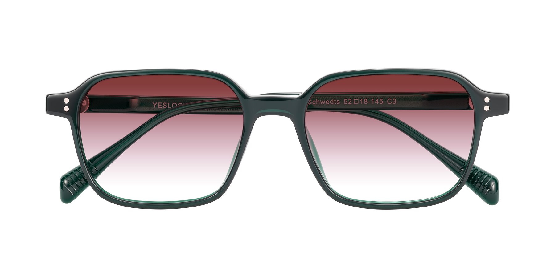 Folded Front of Schwedts in Emerald with Garnet Gradient Lenses
