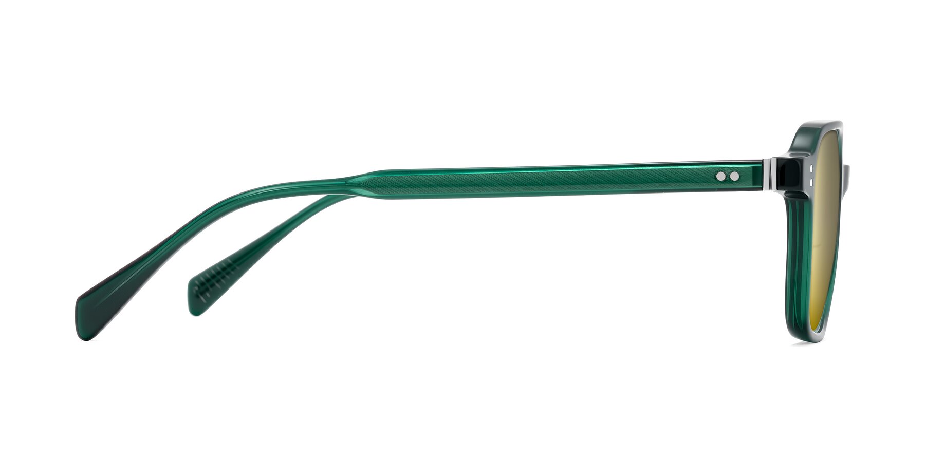 Side of Schwedts in Emerald with Gold Mirrored Lenses