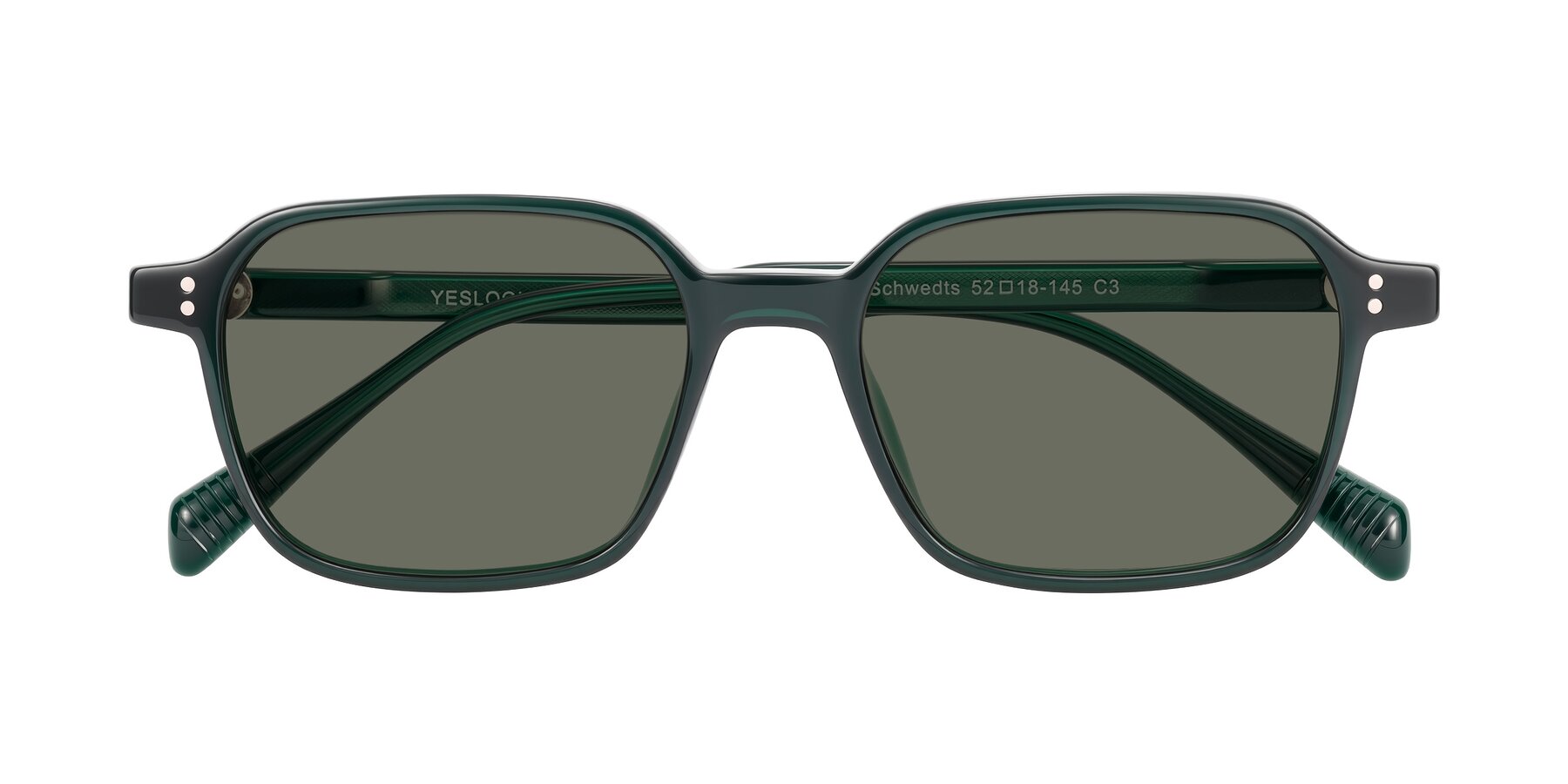 Folded Front of Schwedts in Emerald with Gray Polarized Lenses