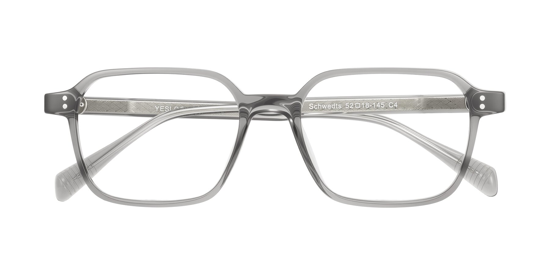 Folded Front of Schwedts in Gray with Clear Reading Eyeglass Lenses