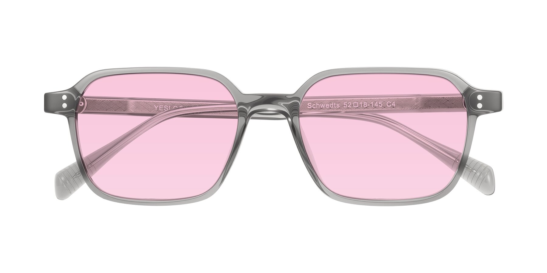 Folded Front of Schwedts in Gray with Light Pink Tinted Lenses