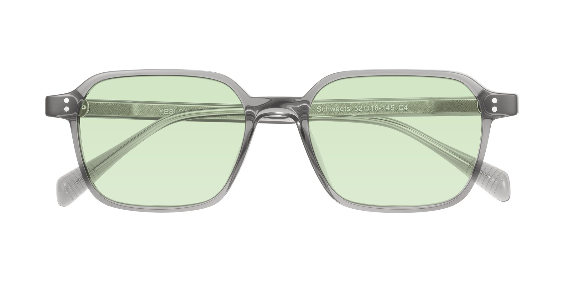 Folded Front of Schwedts in Gray with Light Green Tinted Lenses