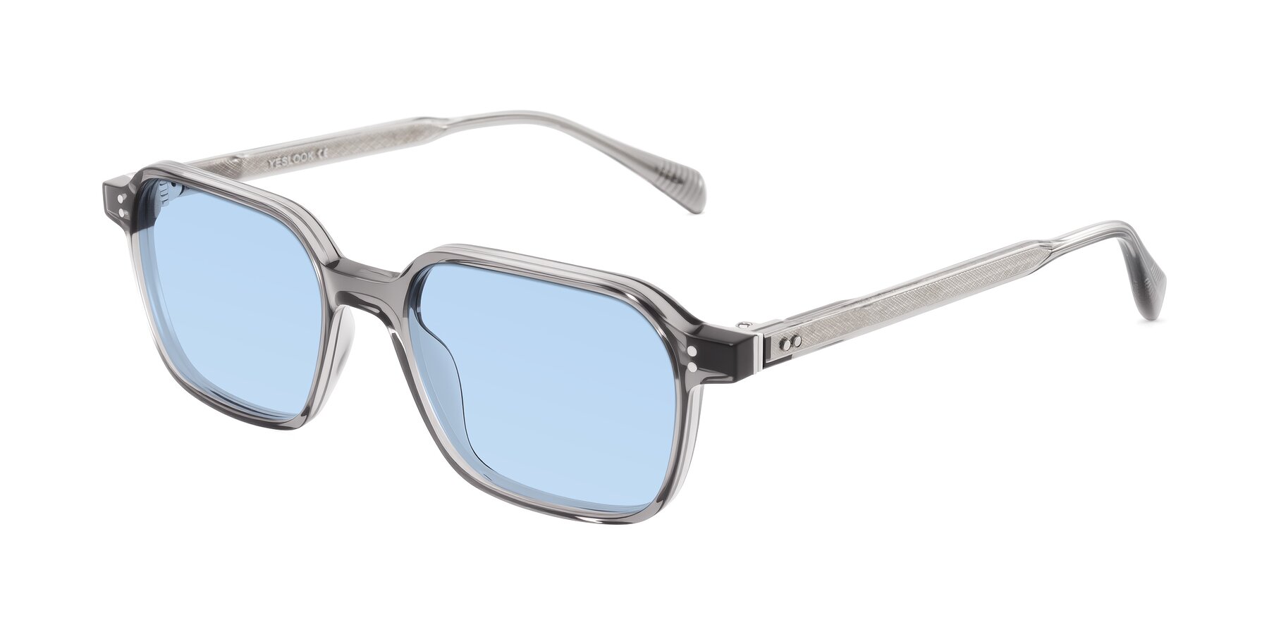 Angle of Schwedts in Gray with Light Blue Tinted Lenses