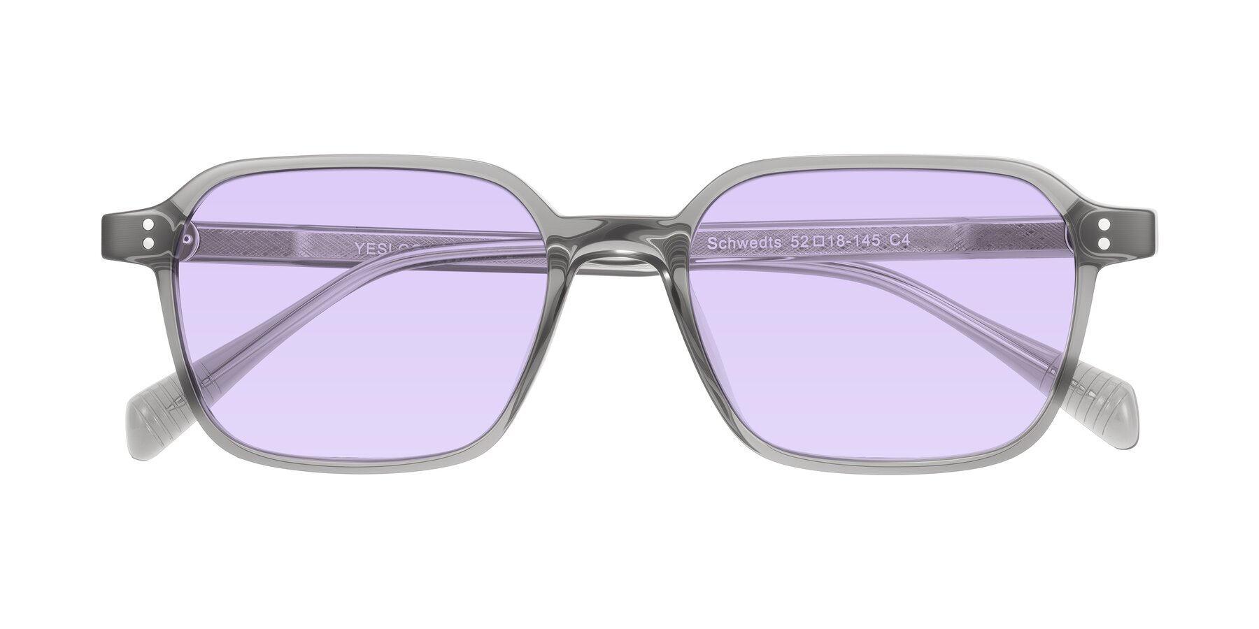Folded Front of Schwedts in Gray with Light Purple Tinted Lenses