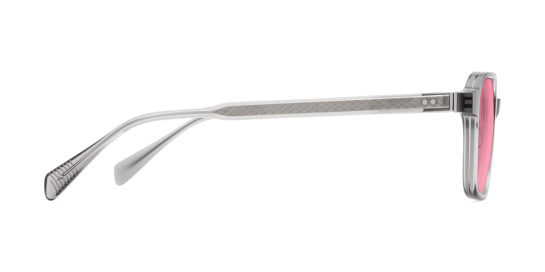 Side of Schwedts in Gray with Pink Tinted Lenses