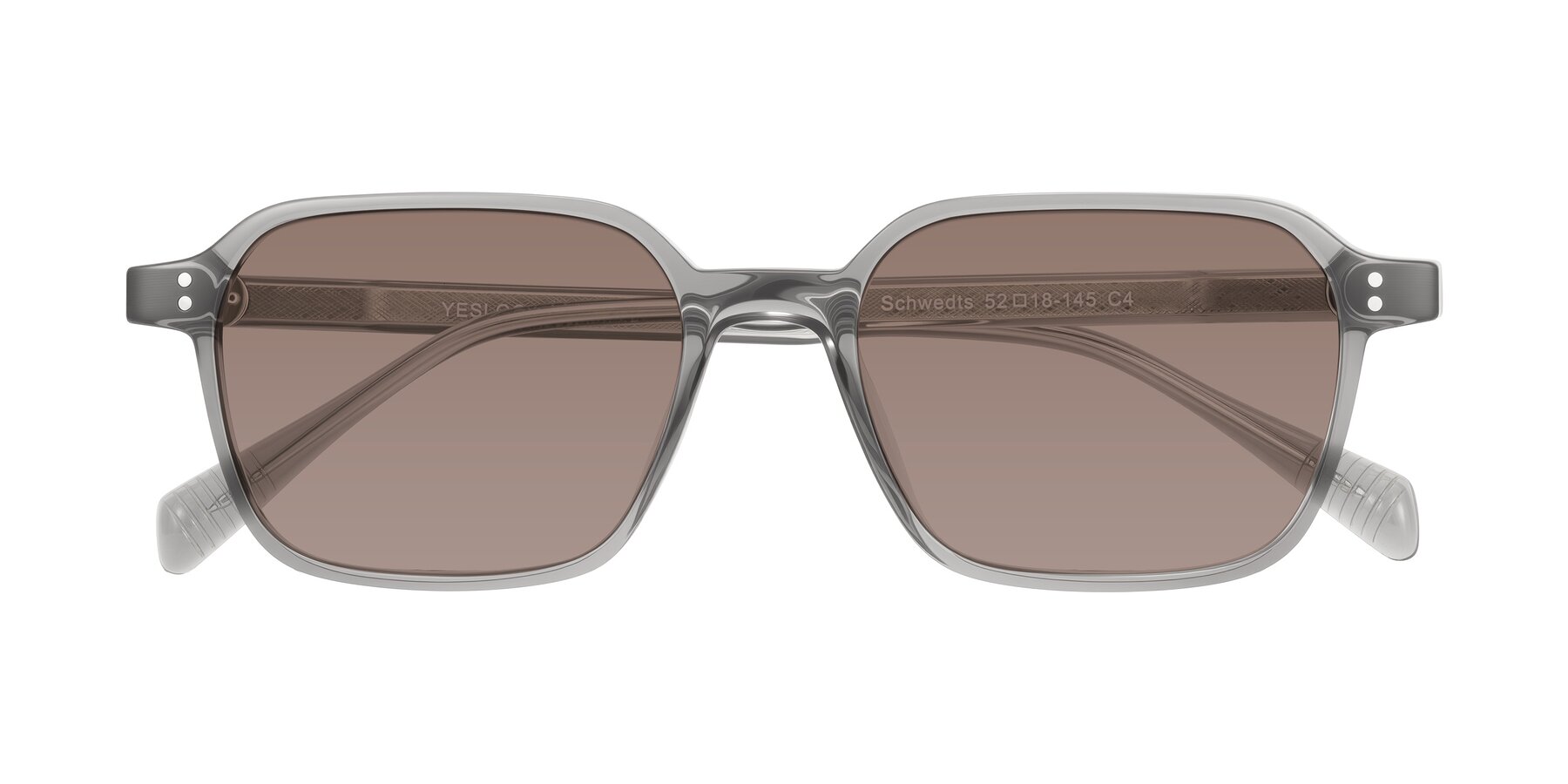 Folded Front of Schwedts in Gray with Medium Brown Tinted Lenses