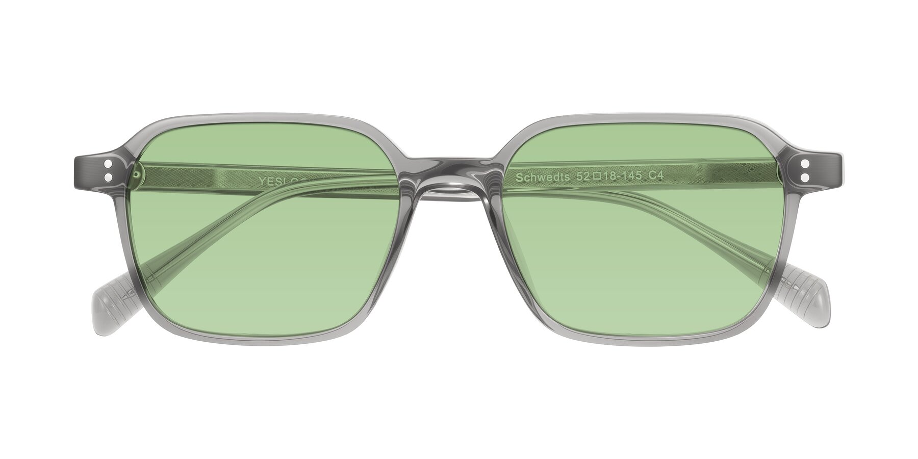 Folded Front of Schwedts in Gray with Medium Green Tinted Lenses