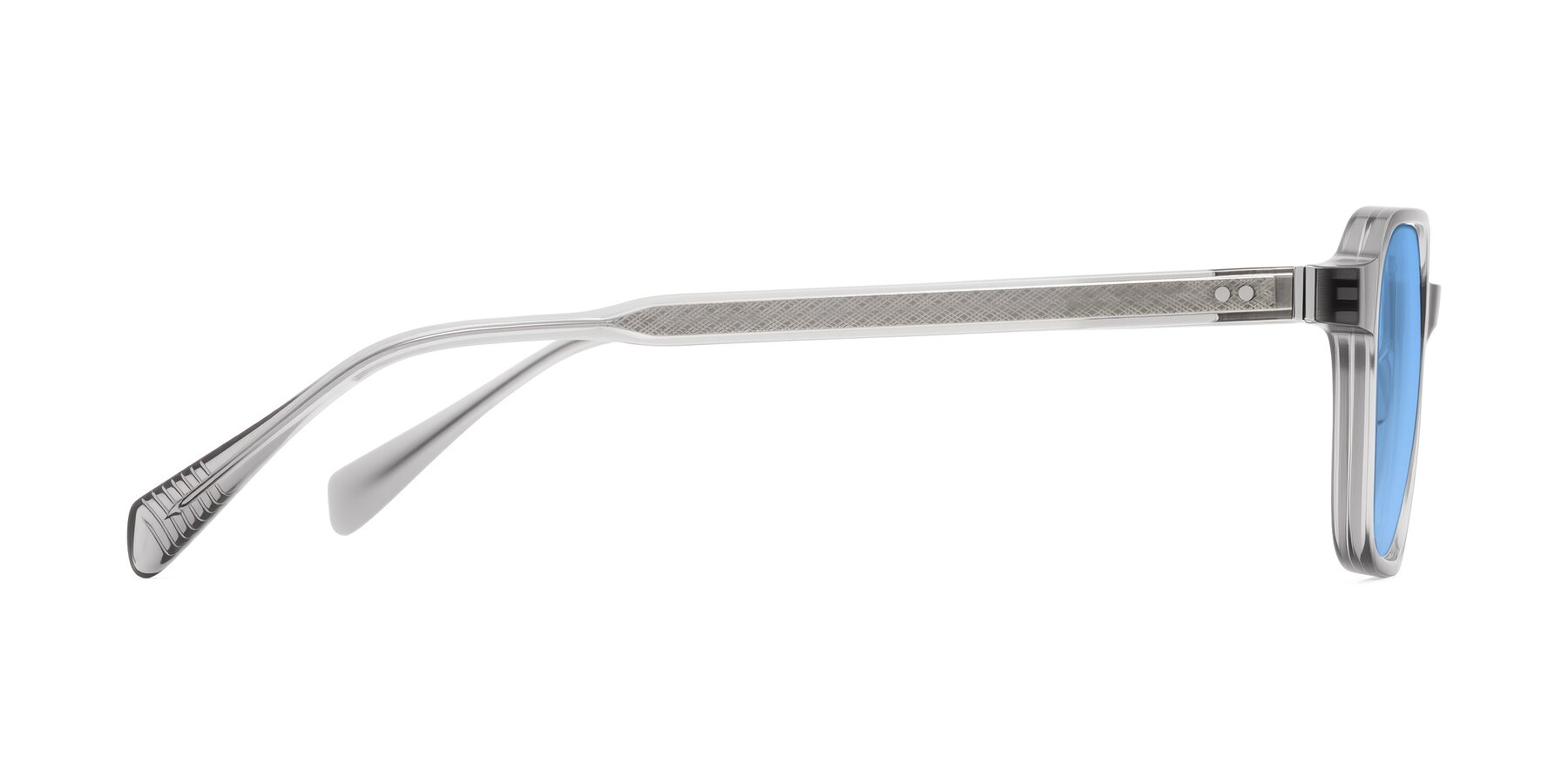 Side of Schwedts in Gray with Medium Blue Tinted Lenses