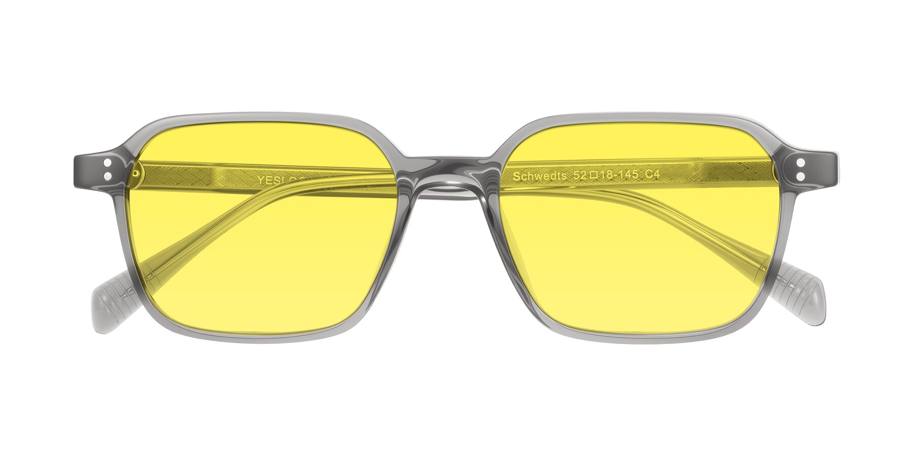 Folded Front of Schwedts in Gray with Medium Yellow Tinted Lenses
