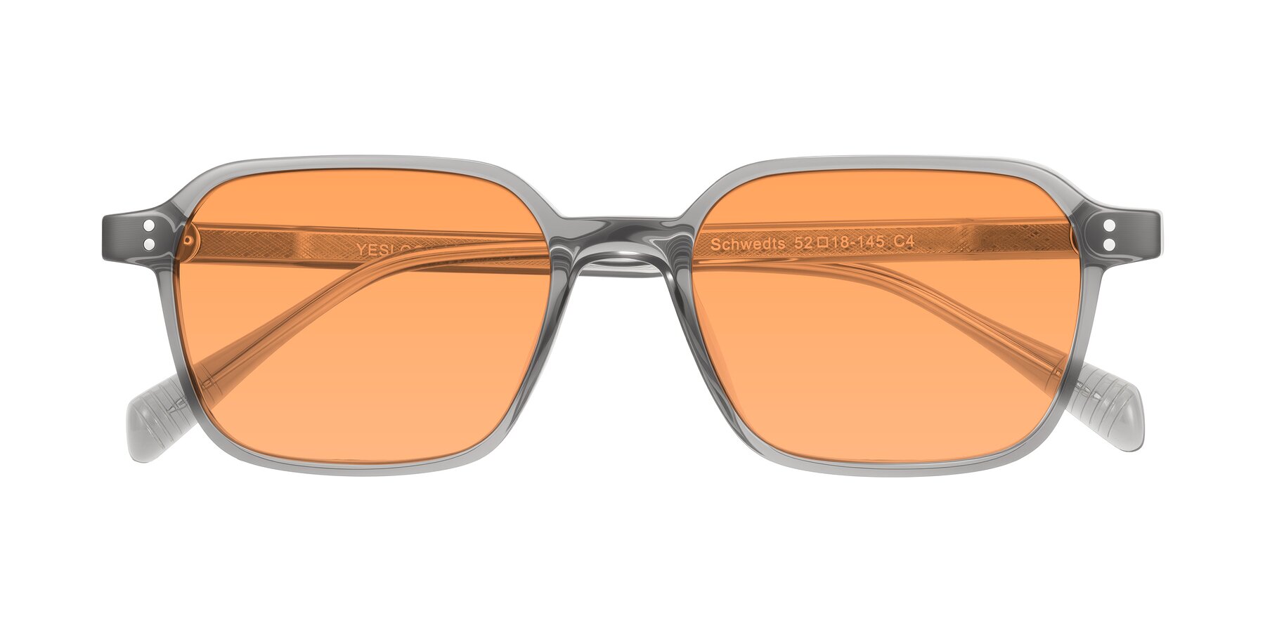 Folded Front of Schwedts in Gray with Medium Orange Tinted Lenses