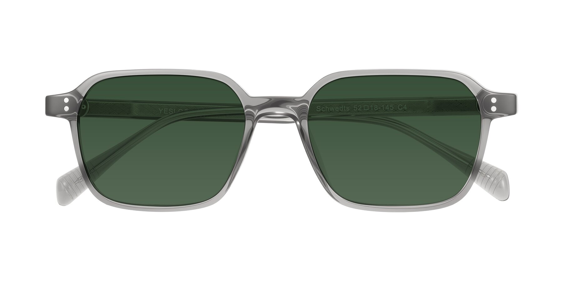 Folded Front of Schwedts in Gray with Green Tinted Lenses