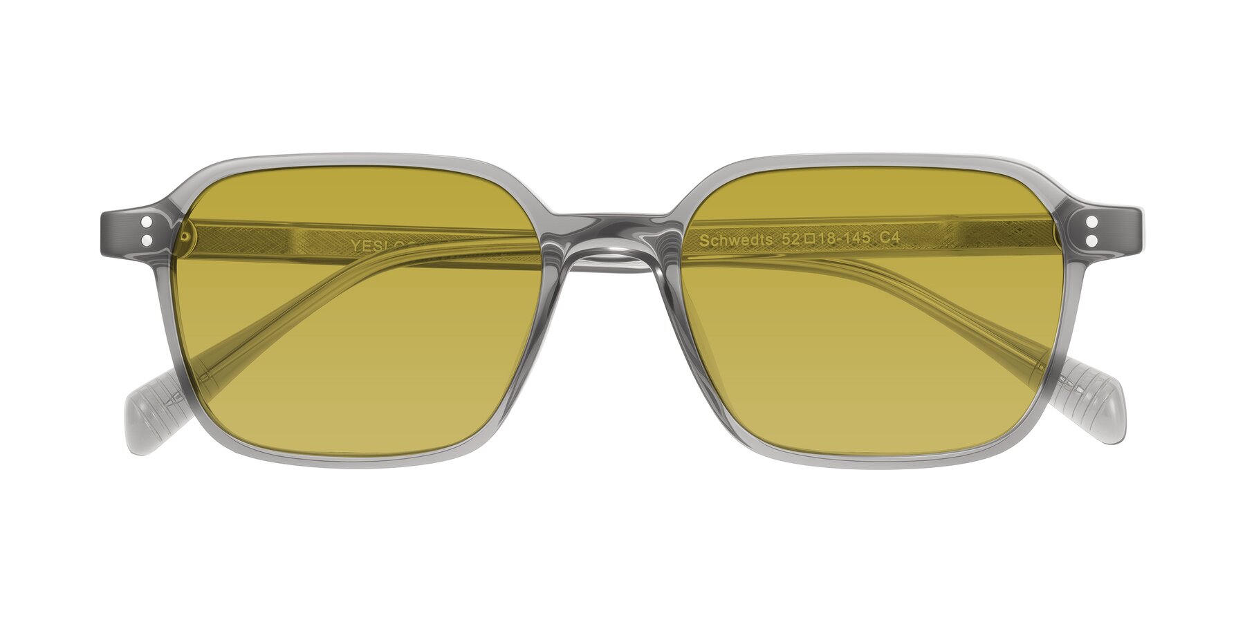 Folded Front of Schwedts in Gray with Champagne Tinted Lenses