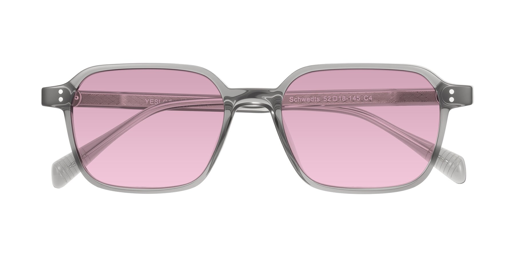 Folded Front of Schwedts in Gray with Light Wine Tinted Lenses