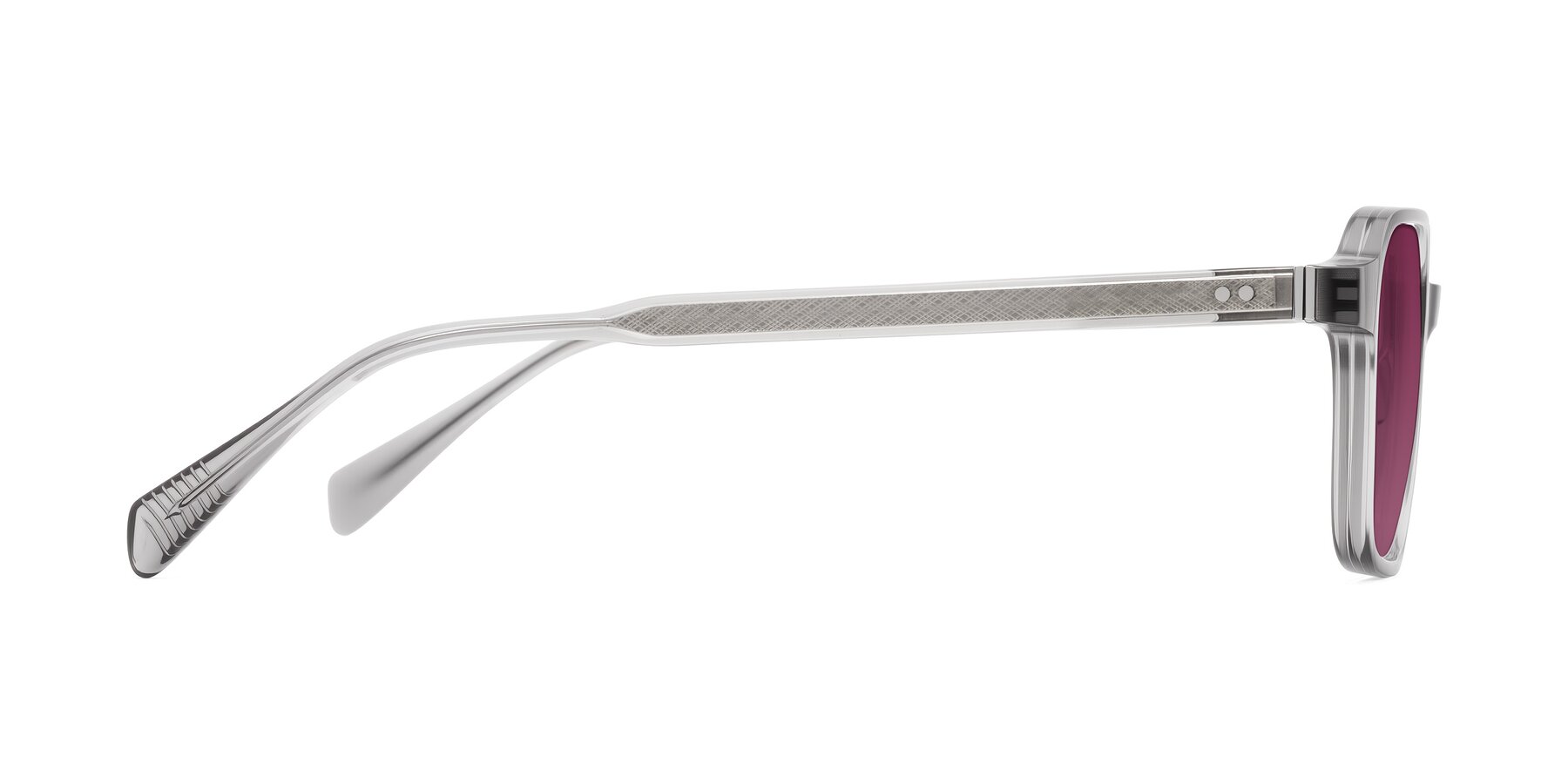 Side of Schwedts in Gray with Wine Tinted Lenses