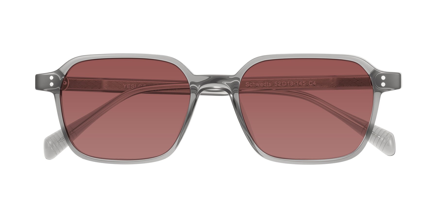 Folded Front of Schwedts in Gray with Garnet Tinted Lenses