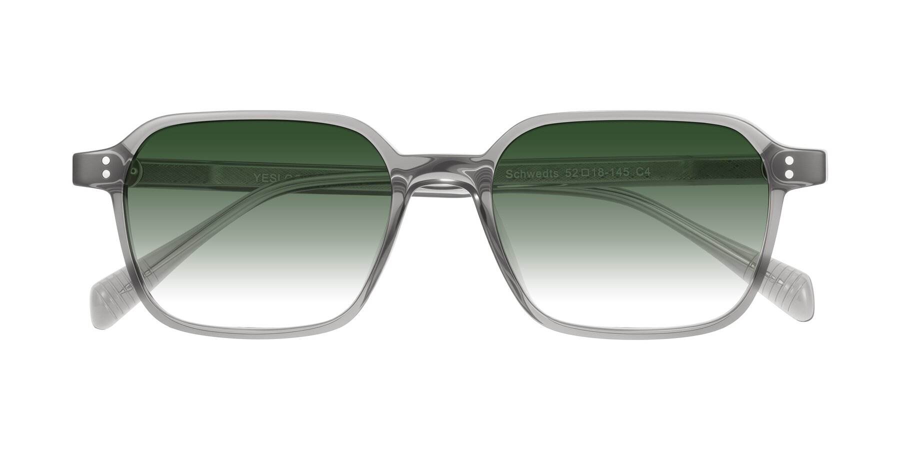 Folded Front of Schwedts in Gray with Green Gradient Lenses