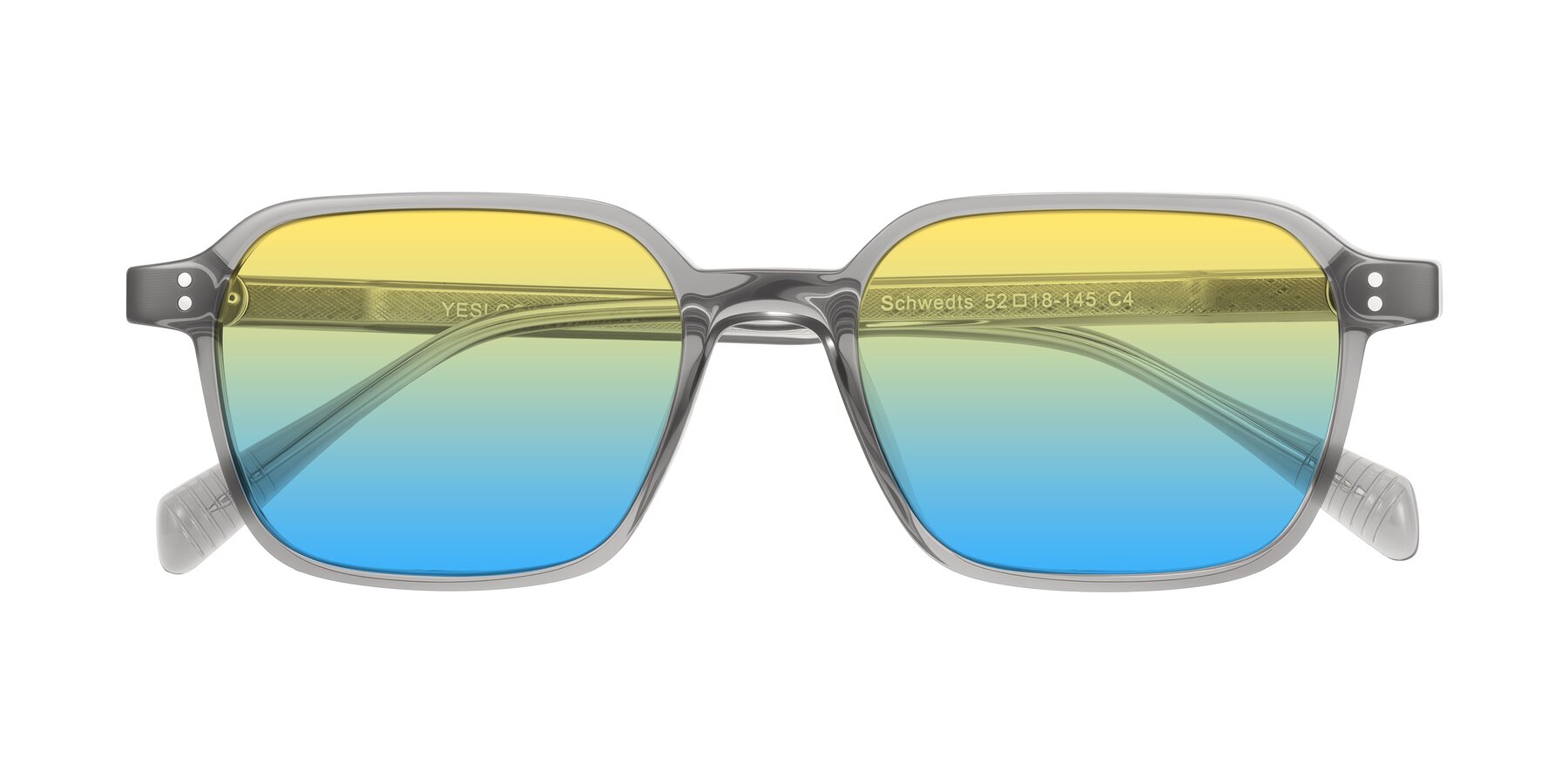 Folded Front of Schwedts in Gray with Yellow / Blue Gradient Lenses