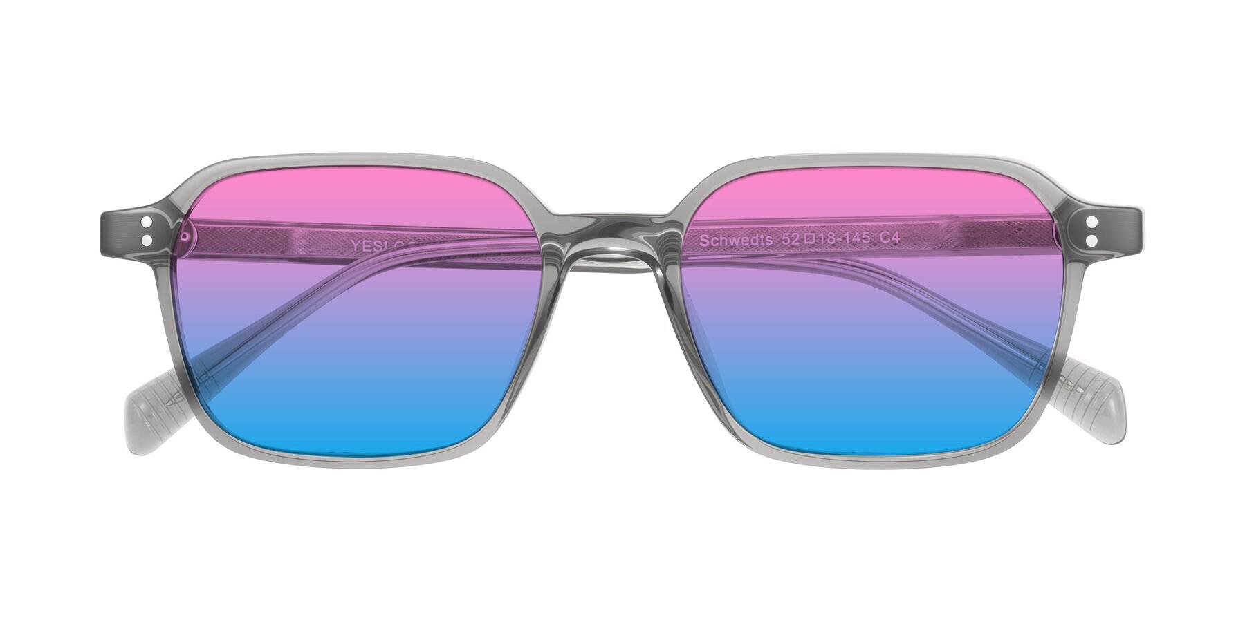 Folded Front of Schwedts in Gray with Pink / Blue Gradient Lenses