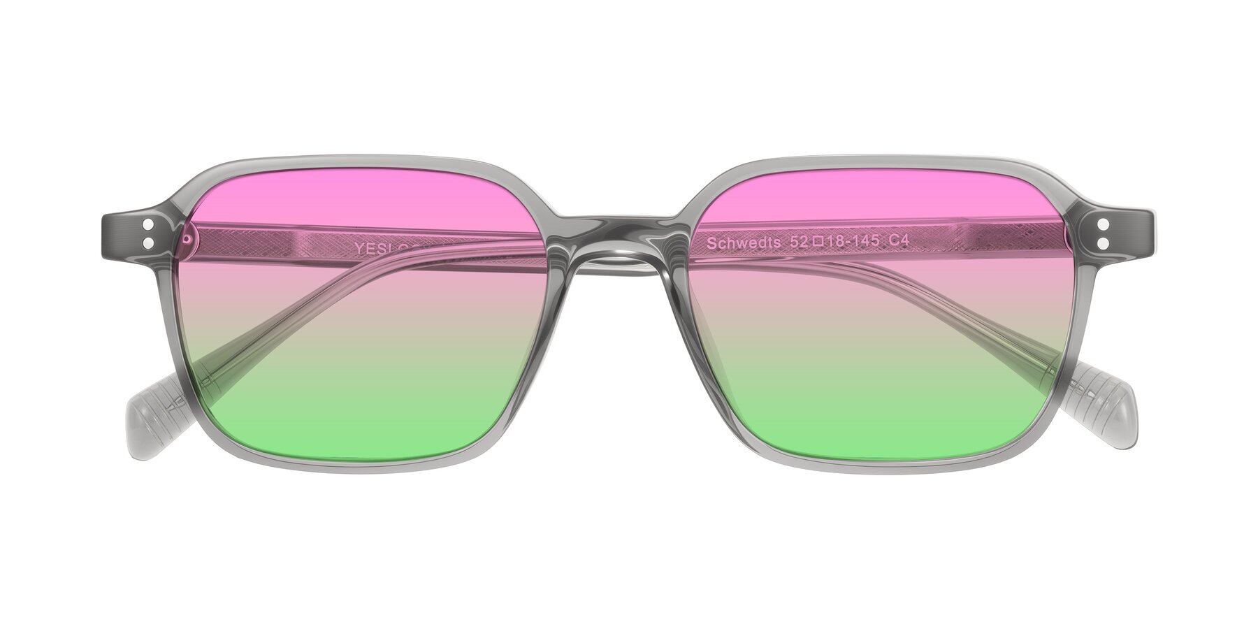 Folded Front of Schwedts in Gray with Pink / Green Gradient Lenses