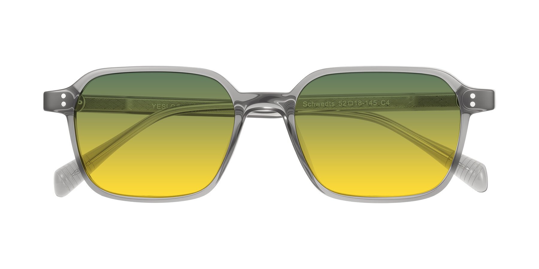 Folded Front of Schwedts in Gray with Green / Yellow Gradient Lenses