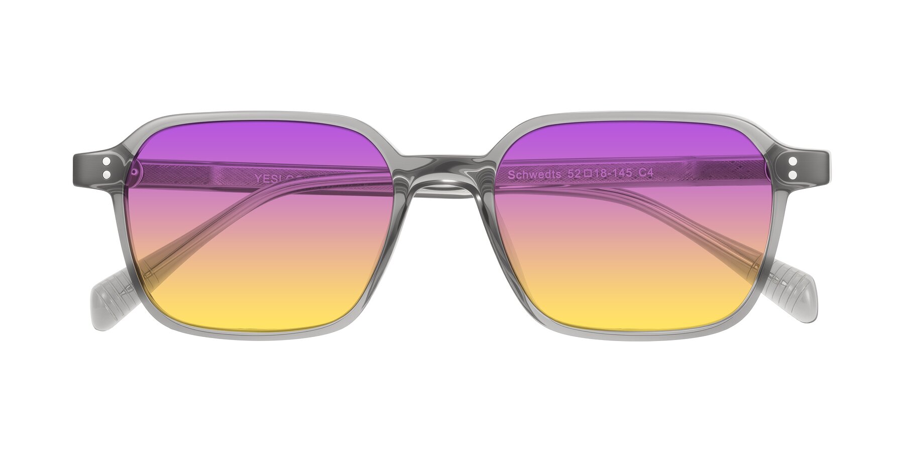Folded Front of Schwedts in Gray with Purple / Yellow Gradient Lenses