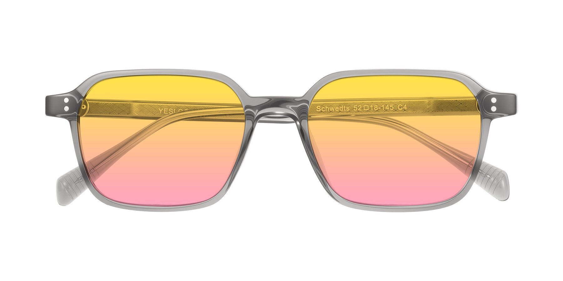 Folded Front of Schwedts in Gray with Yellow / Pink Gradient Lenses