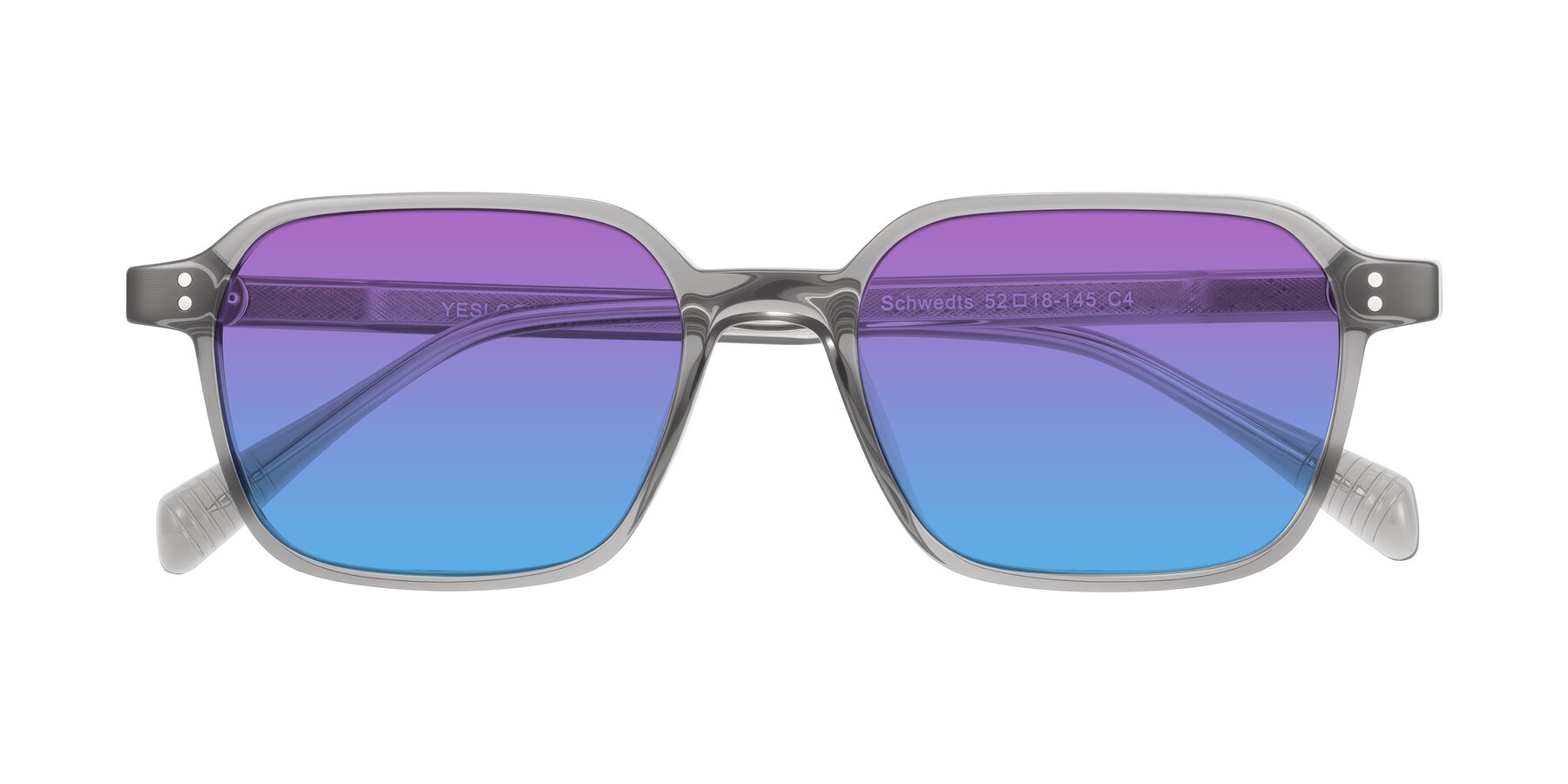 Folded Front of Schwedts in Gray with Purple / Blue Gradient Lenses