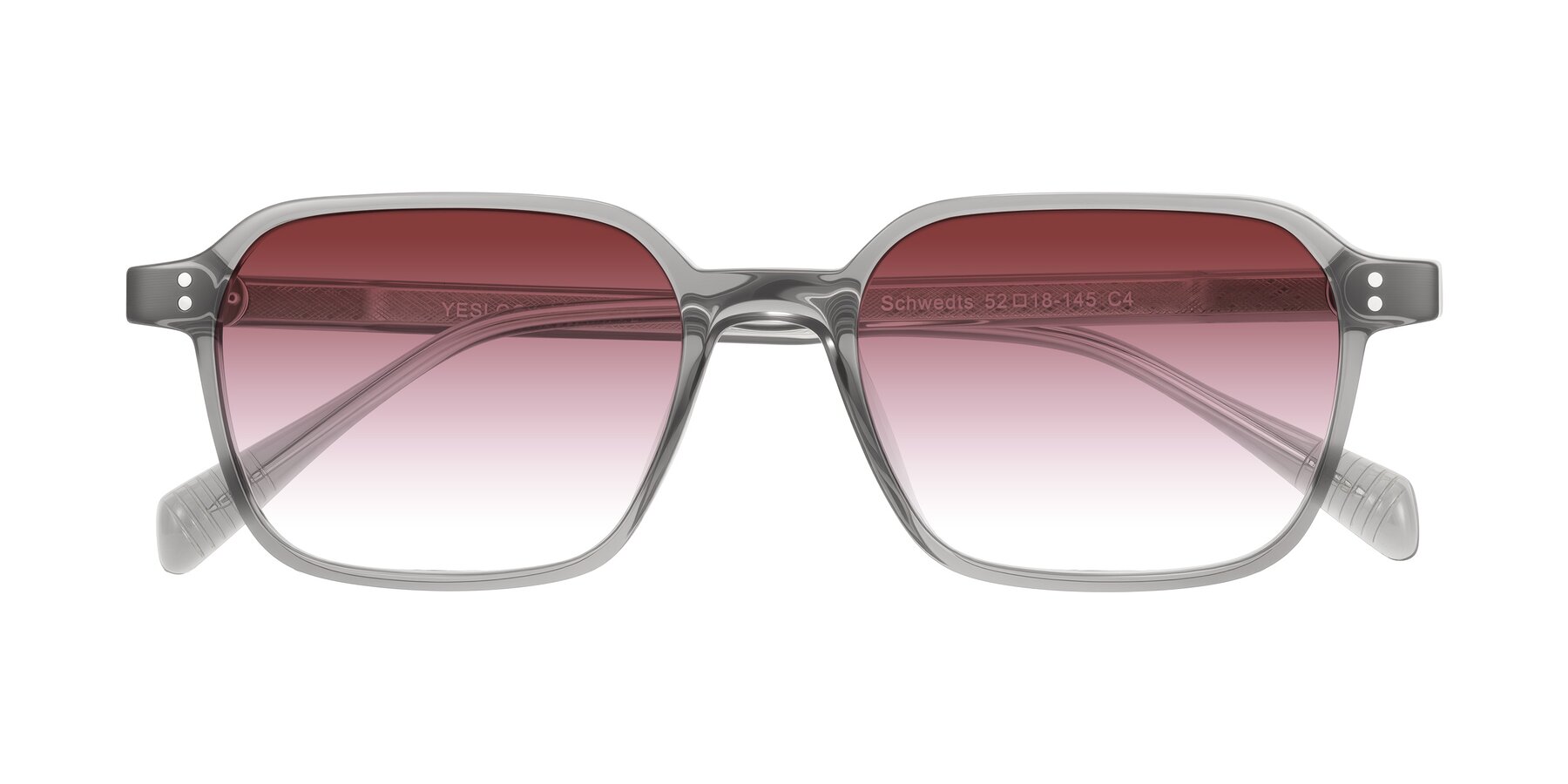 Folded Front of Schwedts in Gray with Garnet Gradient Lenses