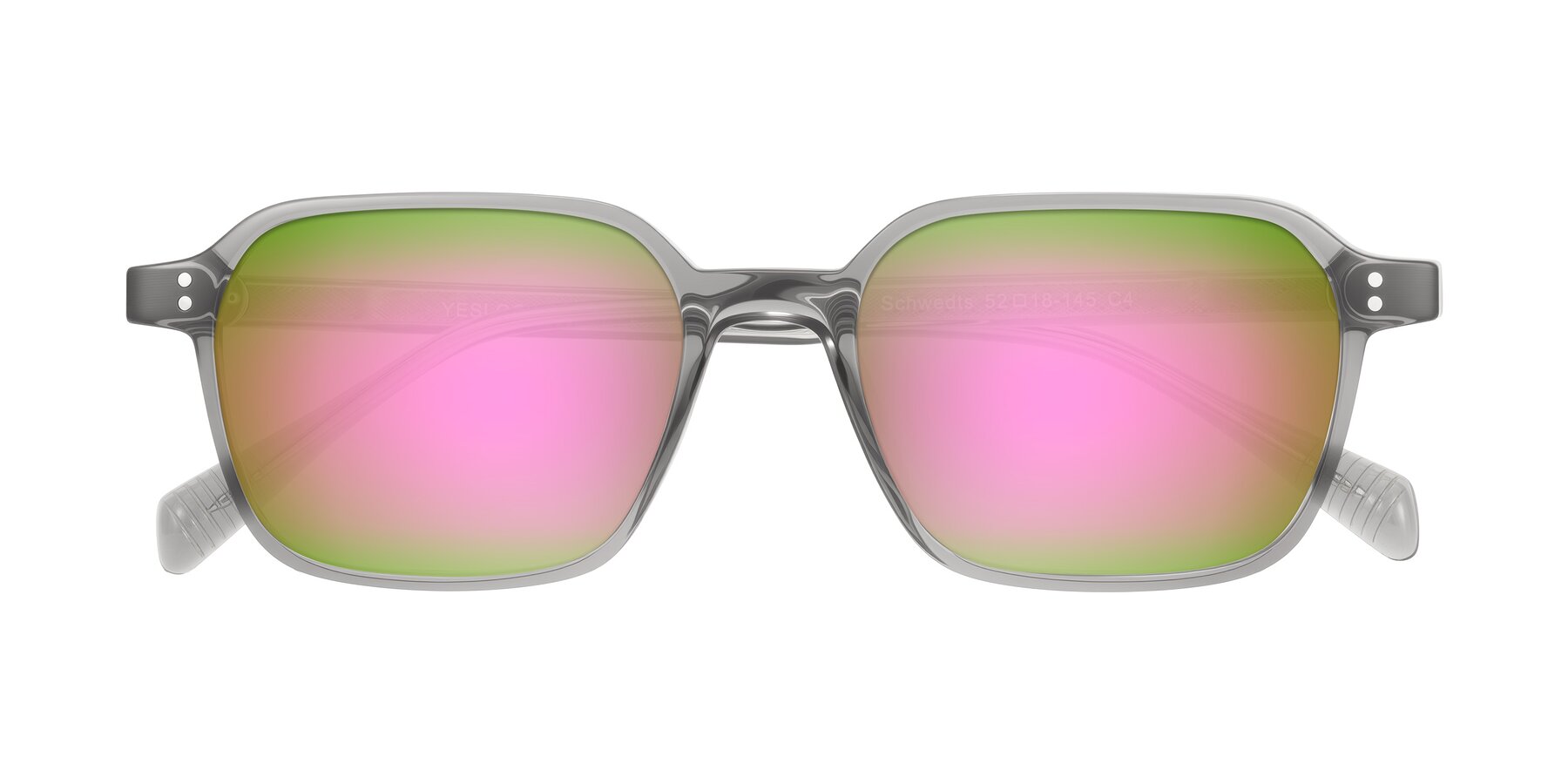 Folded Front of Schwedts in Gray with Pink Mirrored Lenses