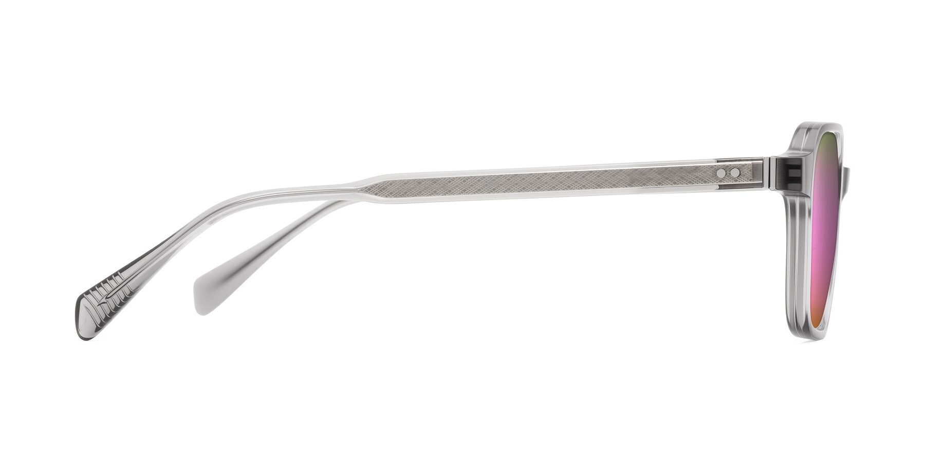 Side of Schwedts in Gray with Pink Mirrored Lenses