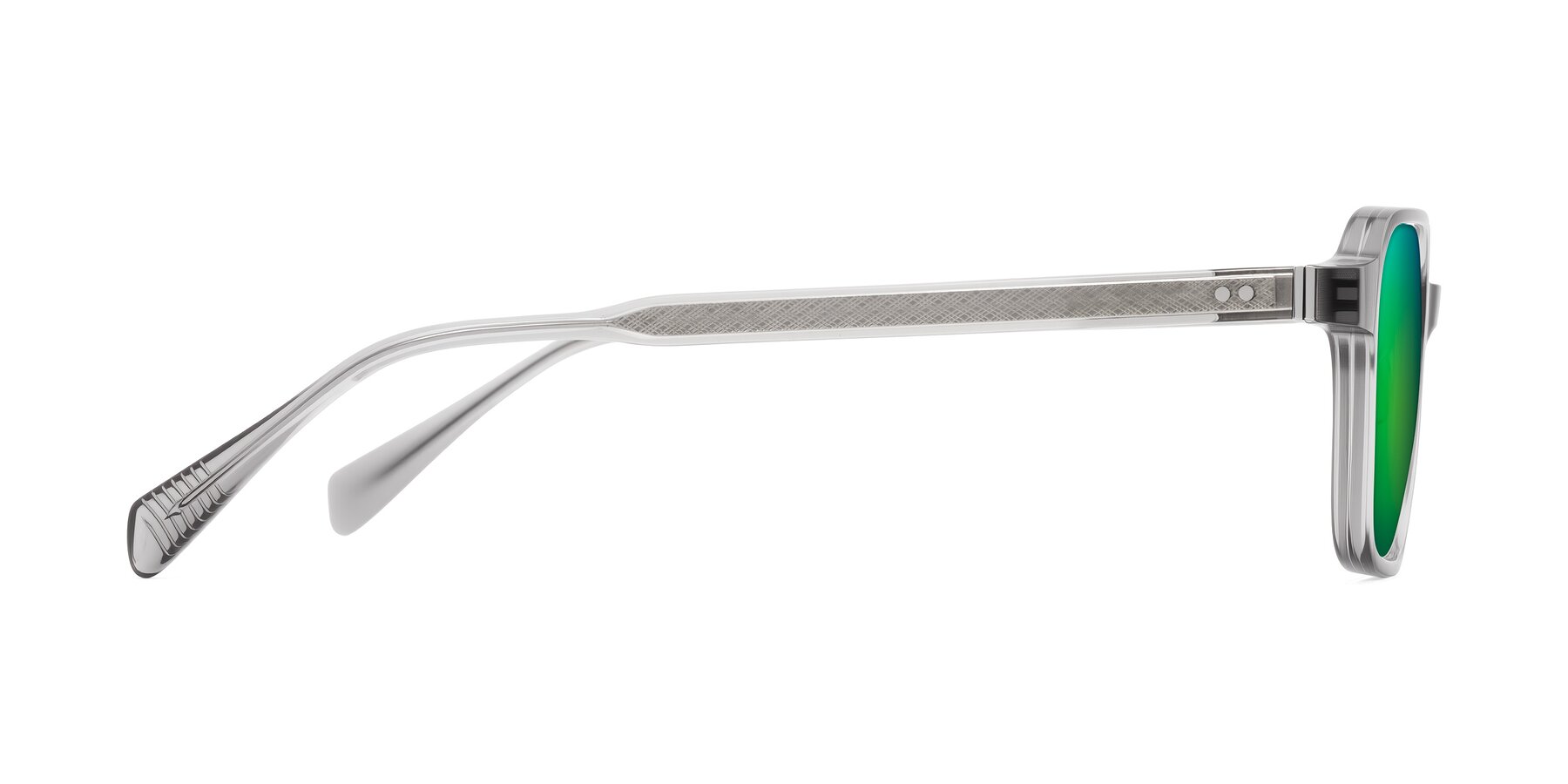 Side of Schwedts in Gray with Green Mirrored Lenses