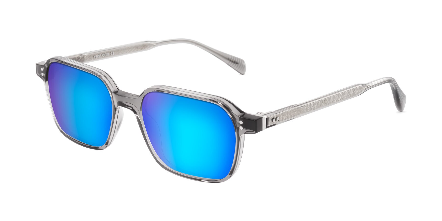 Angle of Schwedts in Gray with Blue Mirrored Lenses