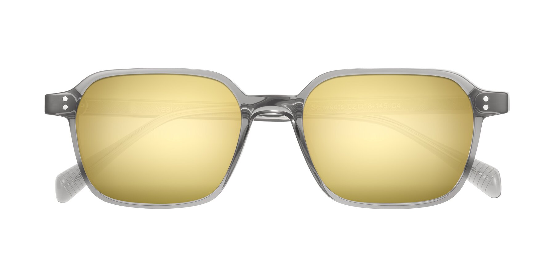Folded Front of Schwedts in Gray with Gold Mirrored Lenses
