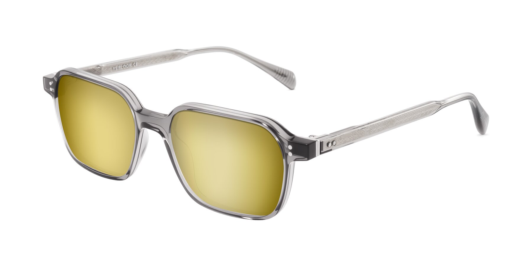 Angle of Schwedts in Gray with Gold Mirrored Lenses