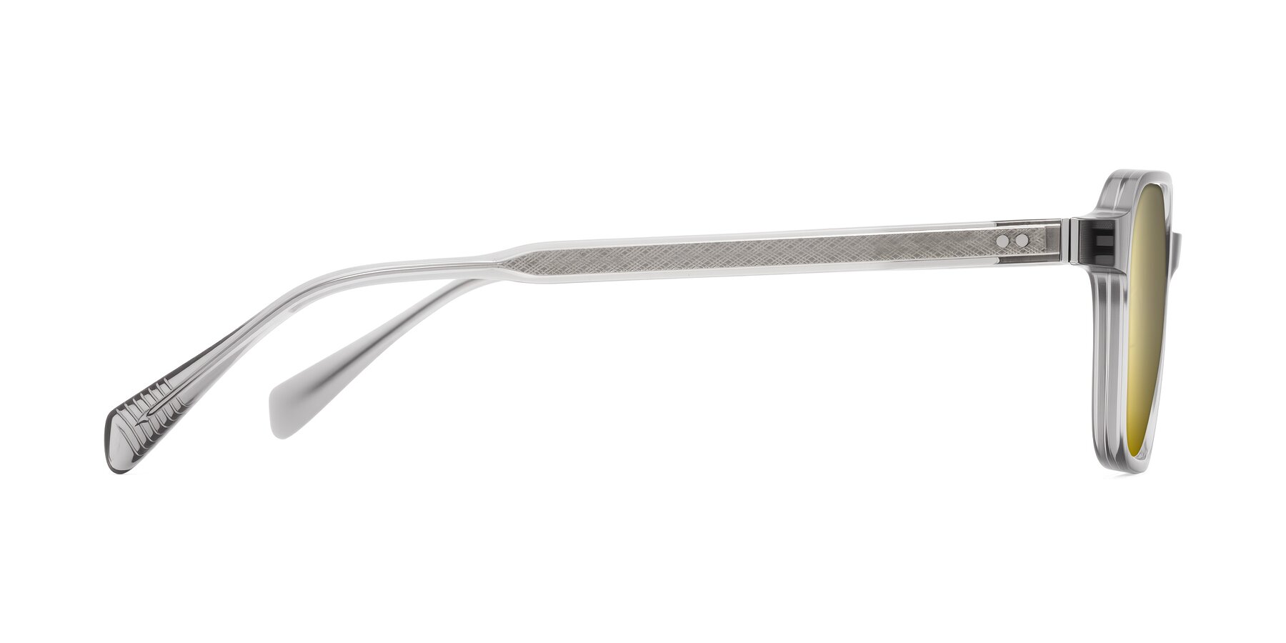 Side of Schwedts in Gray with Gold Mirrored Lenses