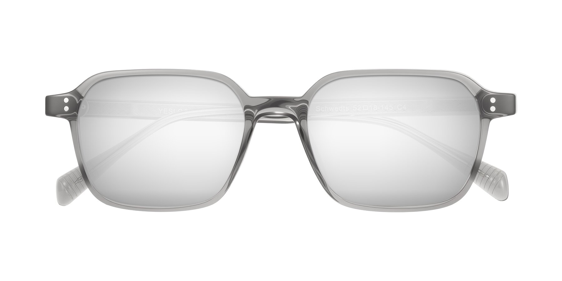 Folded Front of Schwedts in Gray with Silver Mirrored Lenses