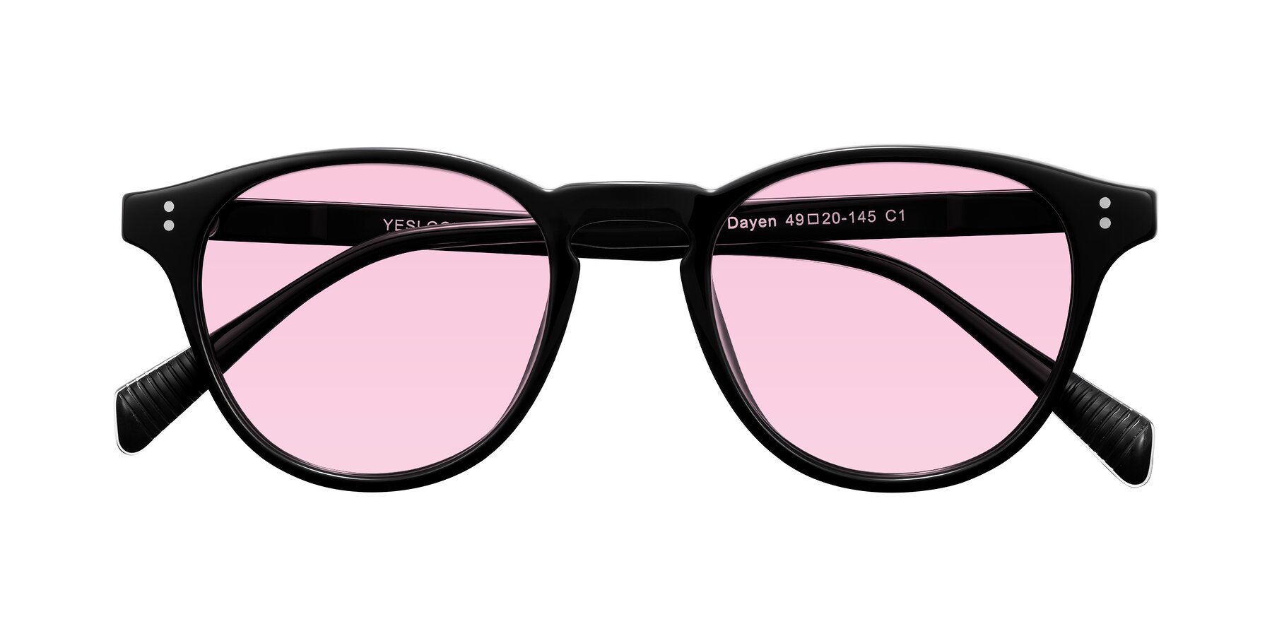 Folded Front of Dayen in Black with Light Pink Tinted Lenses