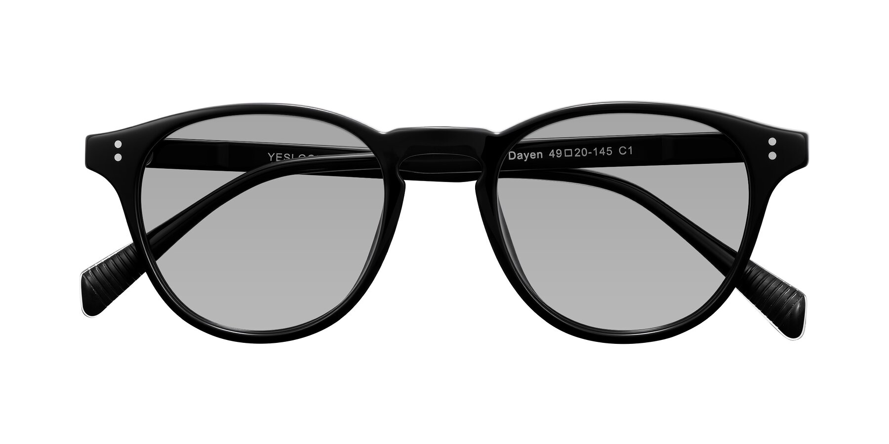 Folded Front of Dayen in Black with Light Gray Tinted Lenses