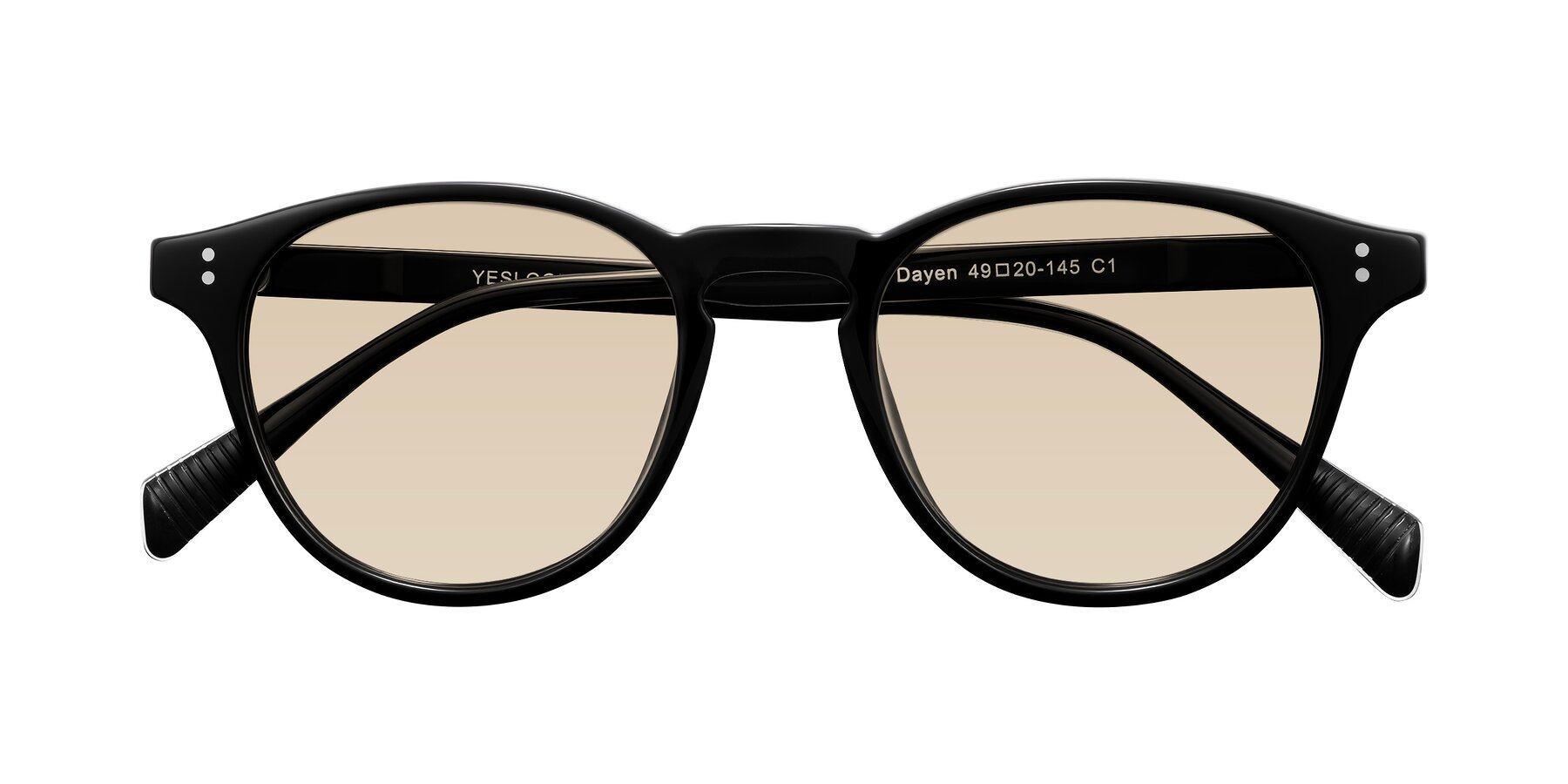 Folded Front of Dayen in Black with Light Brown Tinted Lenses
