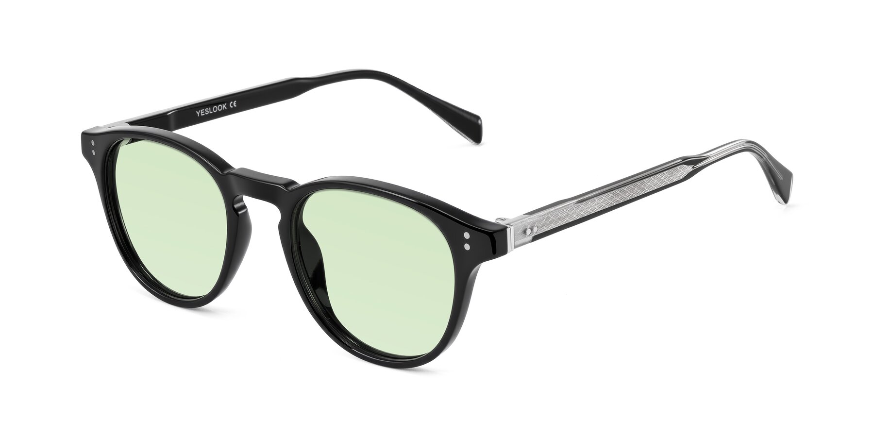Angle of Dayen in Black with Light Green Tinted Lenses