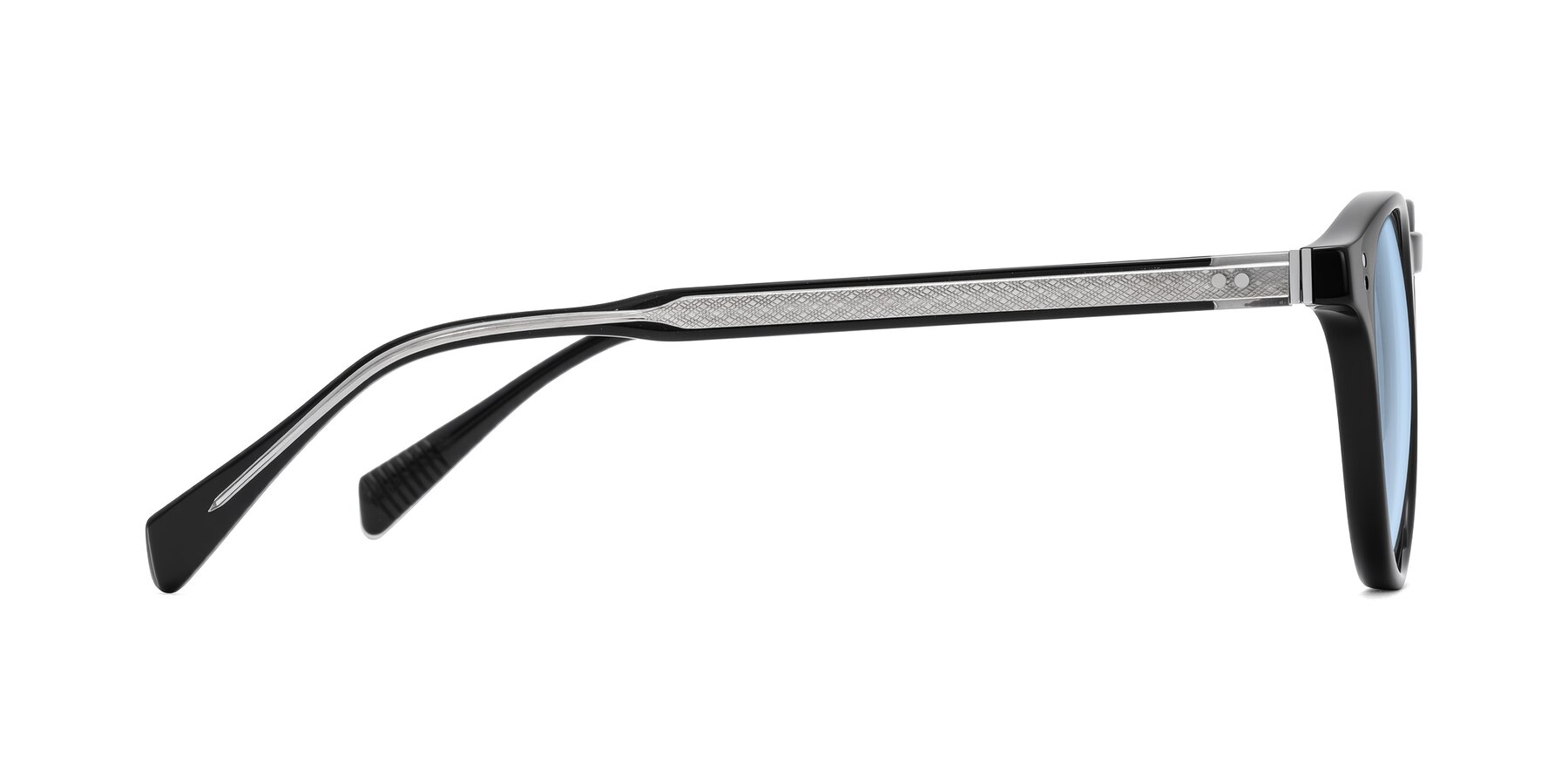 Side of Dayen in Black with Light Blue Tinted Lenses