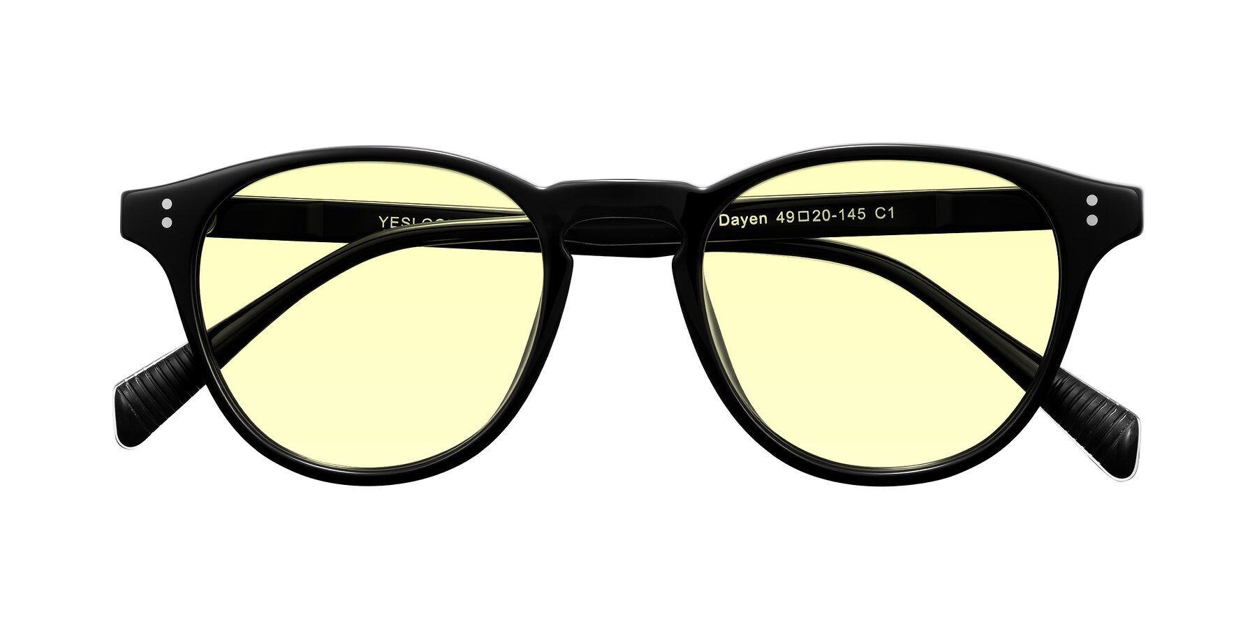 Folded Front of Dayen in Black with Light Yellow Tinted Lenses