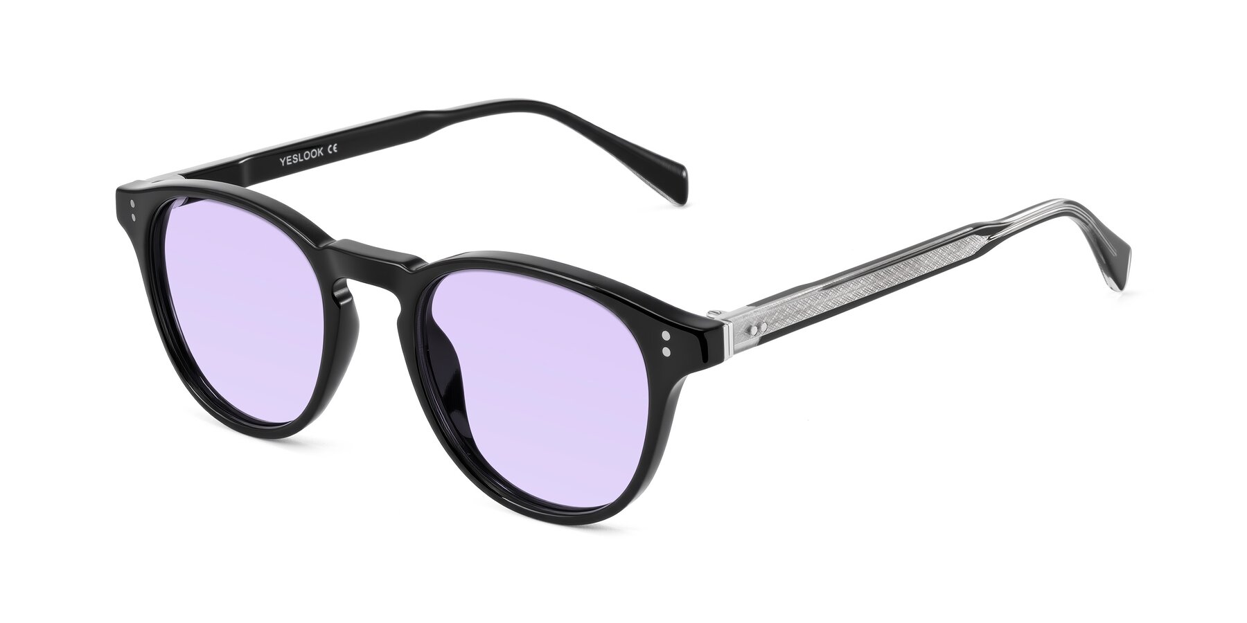 Angle of Dayen in Black with Light Purple Tinted Lenses