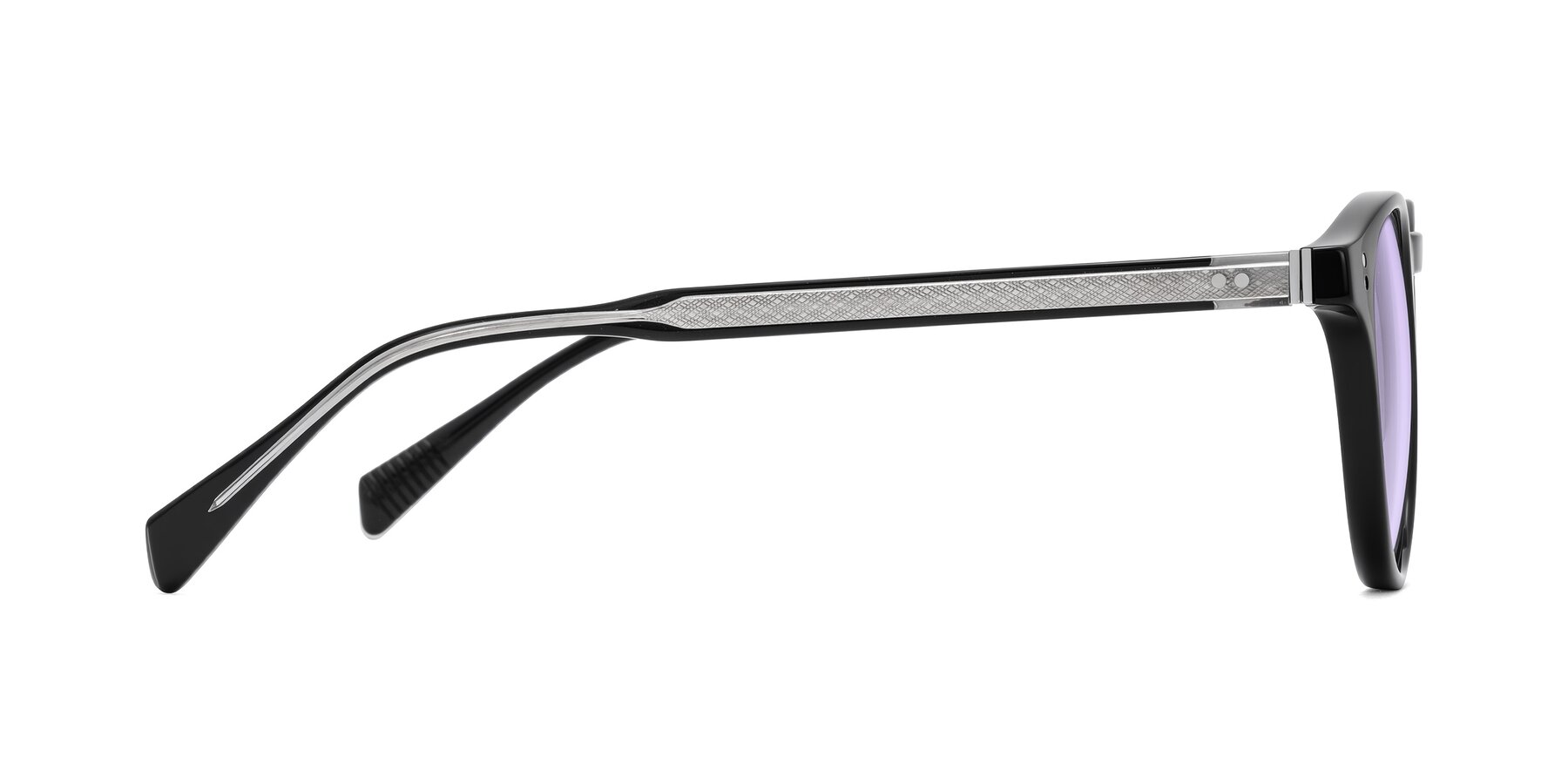 Side of Dayen in Black with Light Purple Tinted Lenses