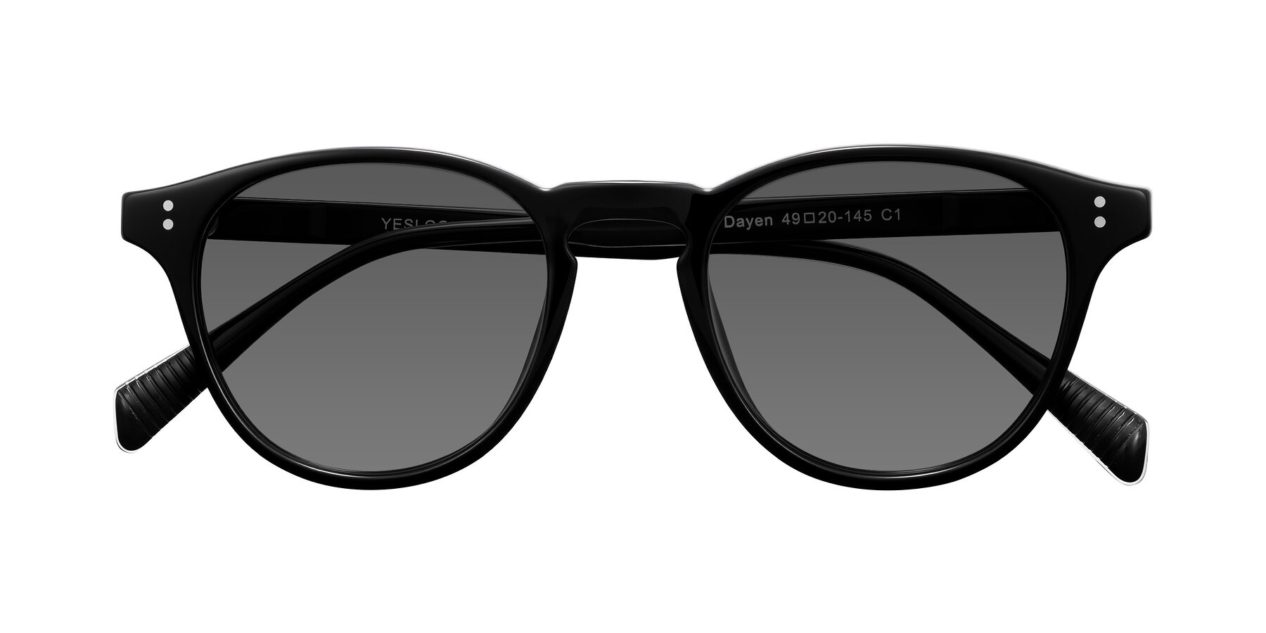 Folded Front of Dayen in Black with Medium Gray Tinted Lenses