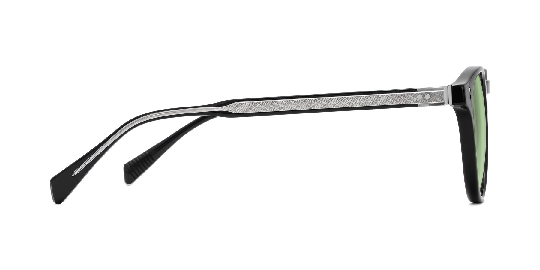 Side of Dayen in Black with Medium Green Tinted Lenses