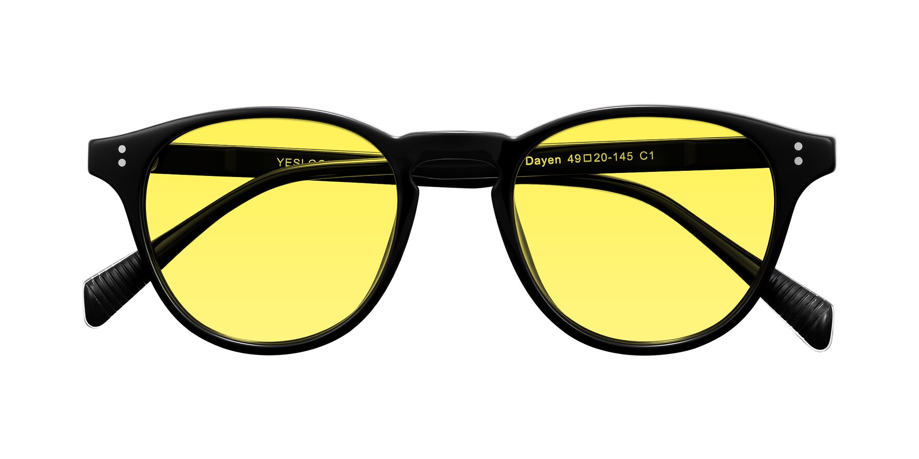 Folded Front of Dayen in Black with Medium Yellow Tinted Lenses