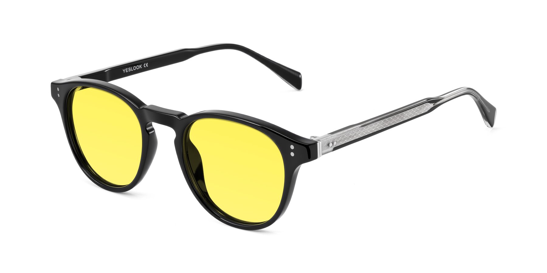 Angle of Dayen in Black with Medium Yellow Tinted Lenses